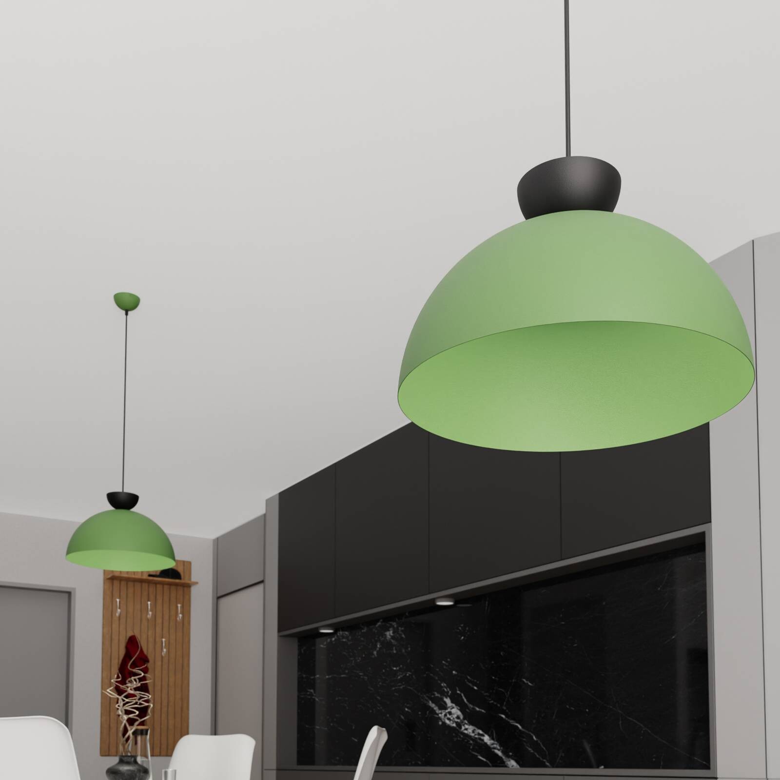 Závesné svietidlo Lunaro, zelené, Ø 40 cm, kov