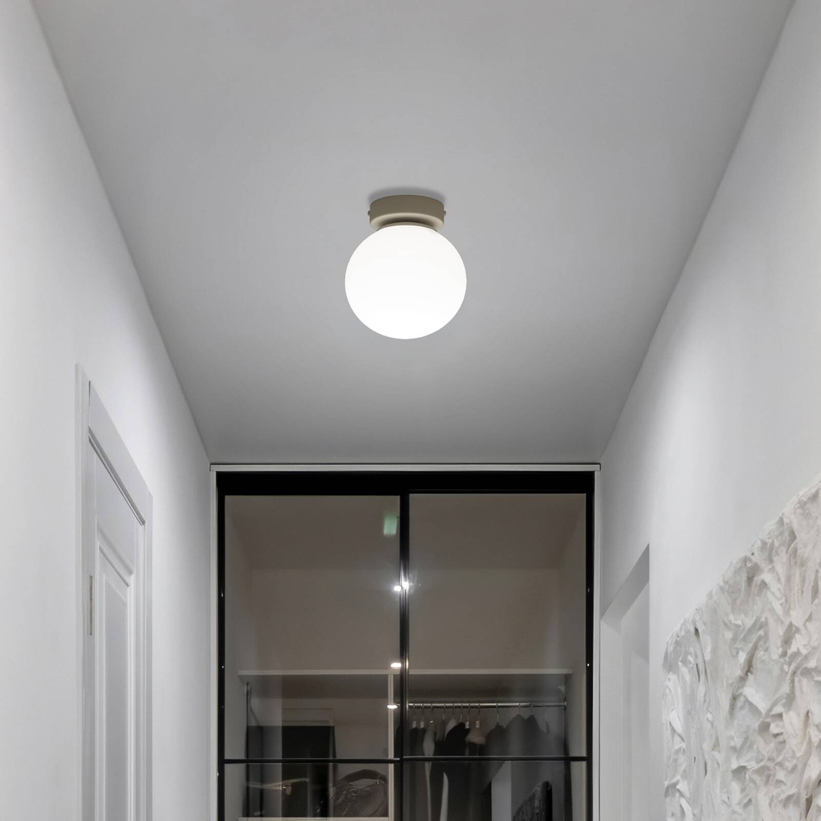 Stropné svietidlo Moonlight, piesková farba, sklo/kov, 1-pl.