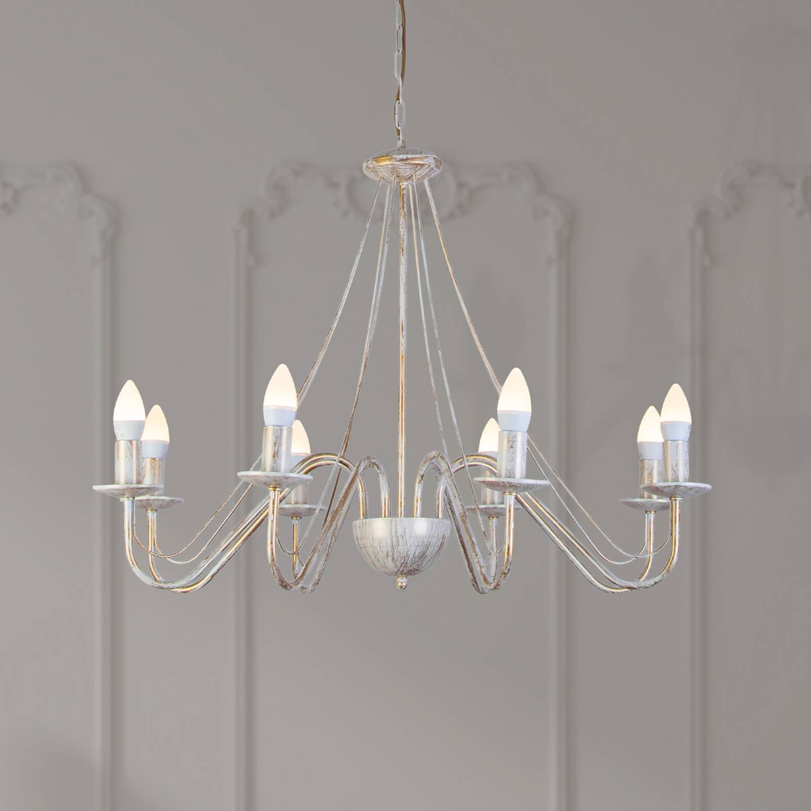 Luster Malbo, bielozlatý, kov, 8-pl., E14