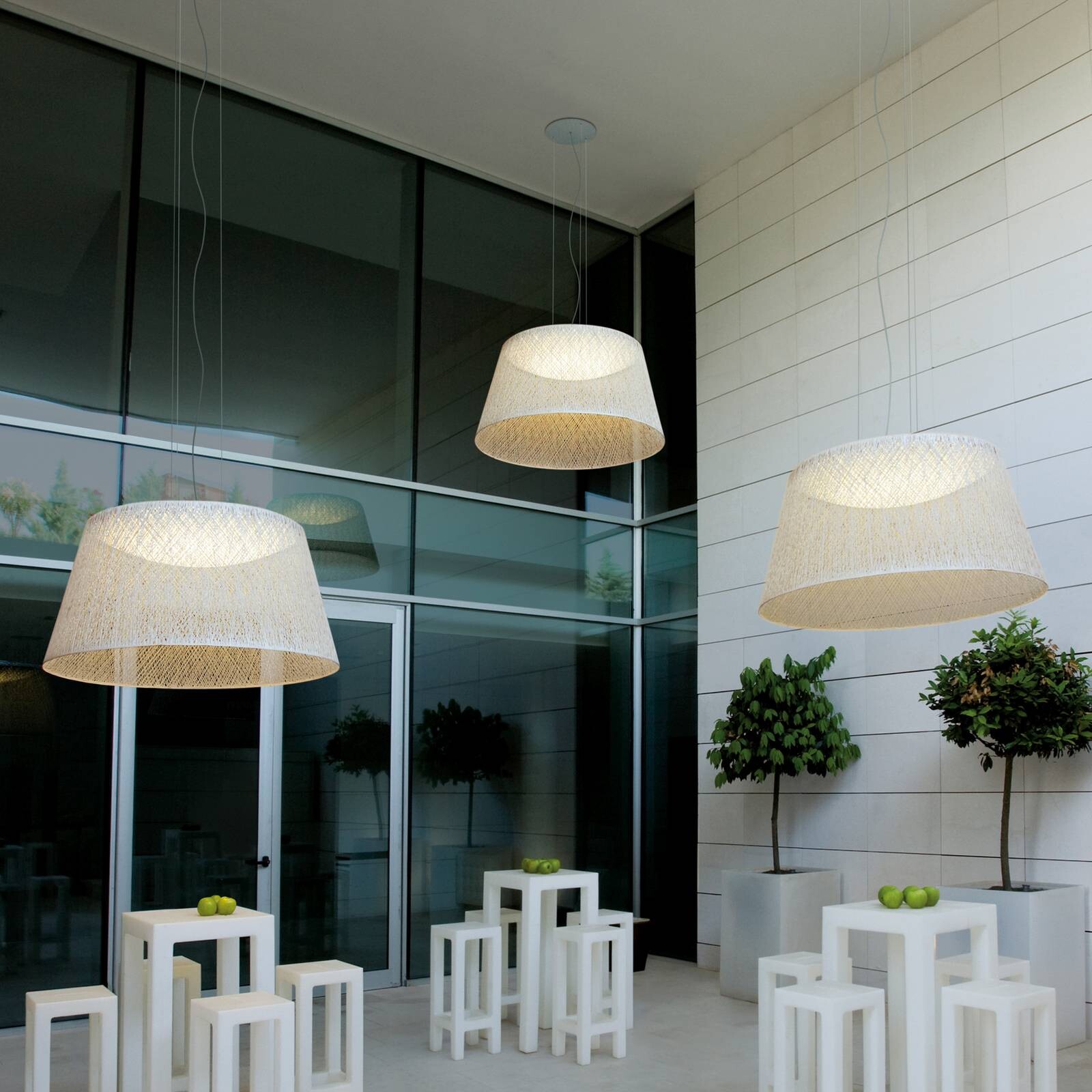 Vibia LED závesné svietidlo WIND, béžové, 64 x 120 cm, 927