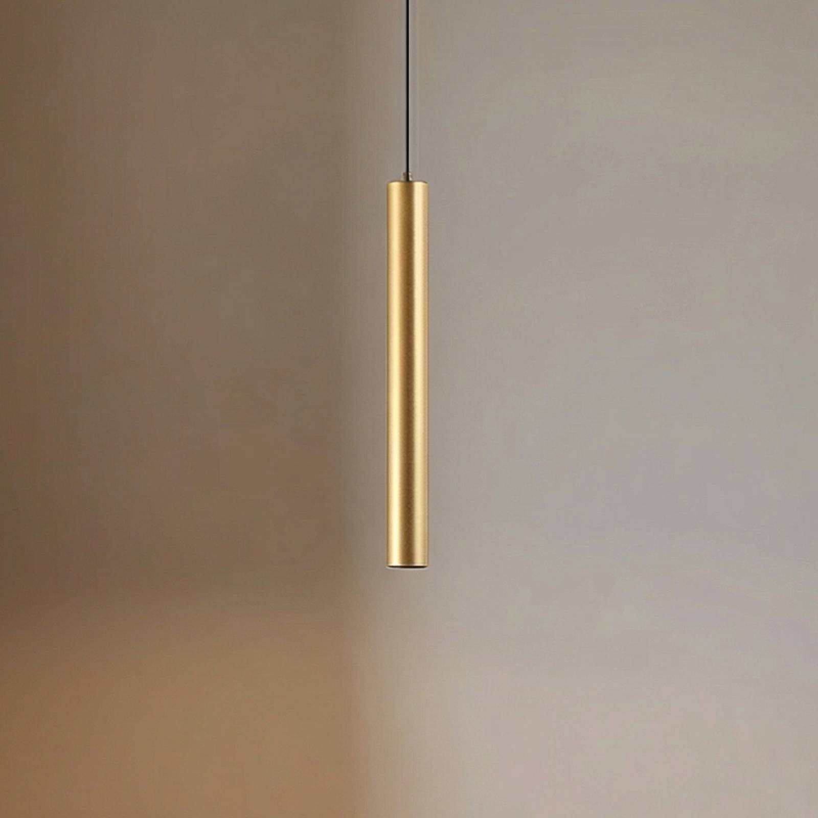 Lindby LED závesné svietidlo Lumaro, zlaté, 27 cm, 48 V, stmievateľné