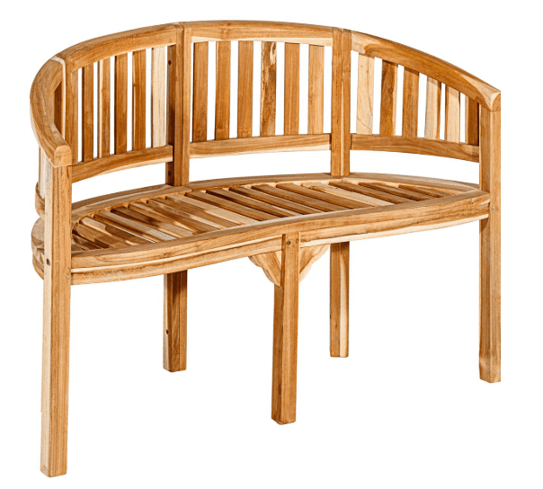 Teaková lavica do záhrady, oblý sedák,120 cm, prírodné drevo