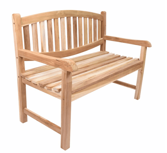 Záhradná lavička DIVERO, teakové drevo, neošetrené, 120 cm