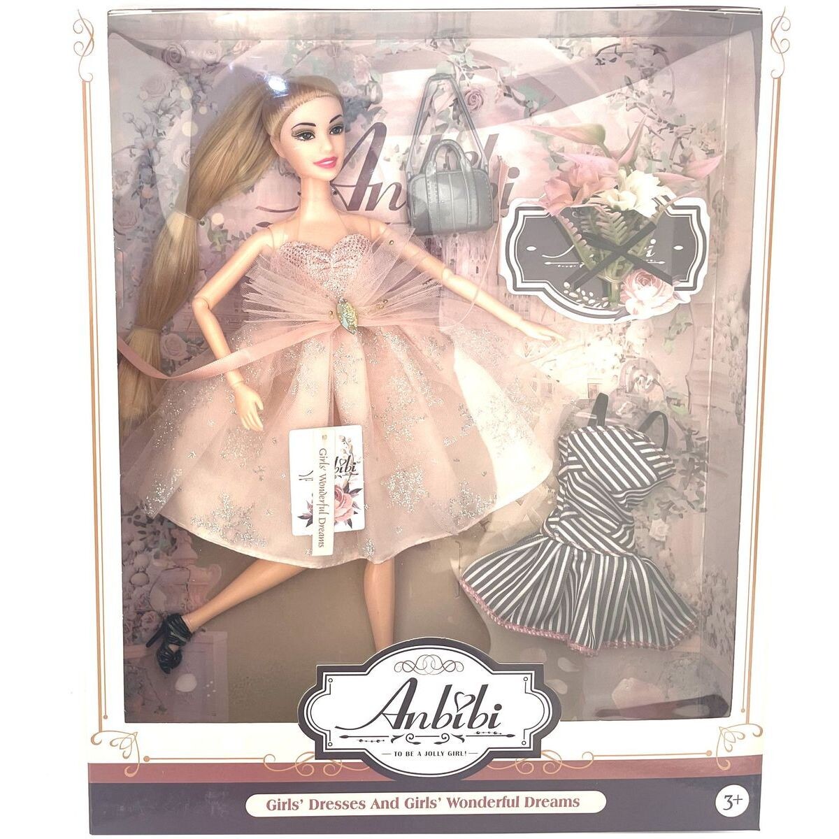 Bábika, ružové šaty