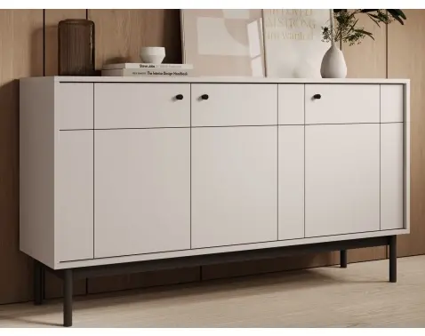 Skrinka 3-dverová Japandi, 154 cm, béžová kašmír%