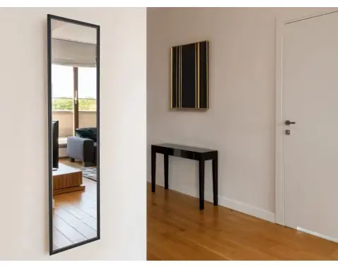 Nástenné zrkadlo Nadine 33,5x125 cm, čierno-zlaté, perlový dekor%