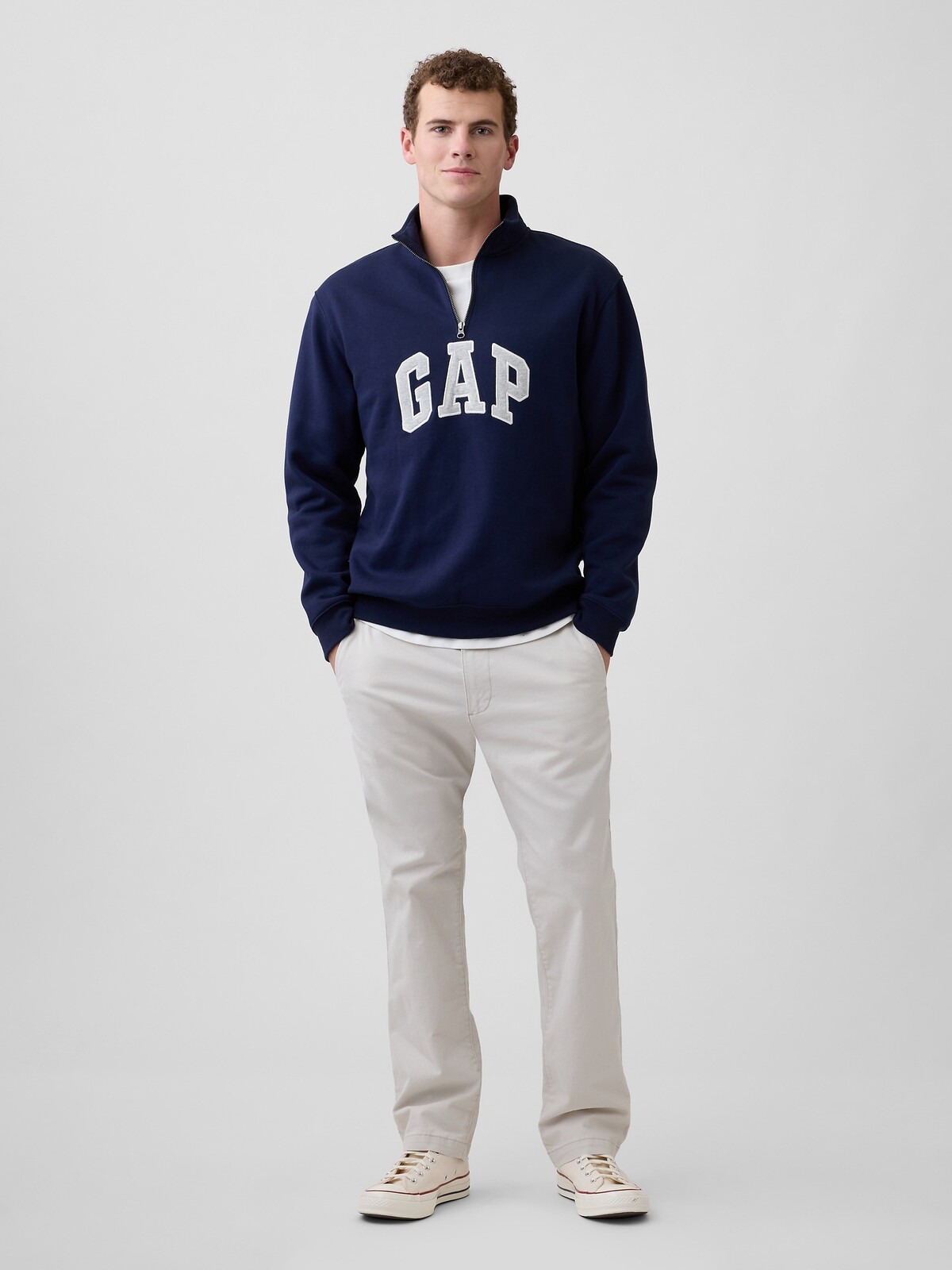 Khaki Straight GapFlex Trousers - Mens
