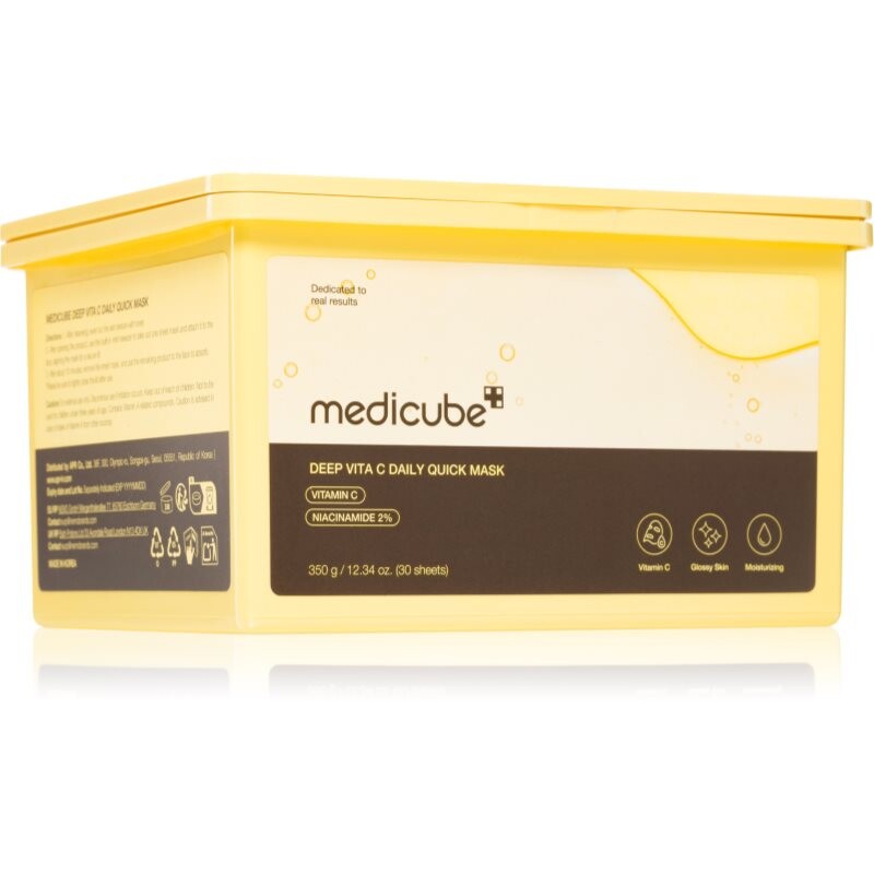 Medicube Deep Vita C Daily Quick Mask hydratačná plátienková maska pre zjednotenie farebného tónu pleti veľké balenie 30 ks