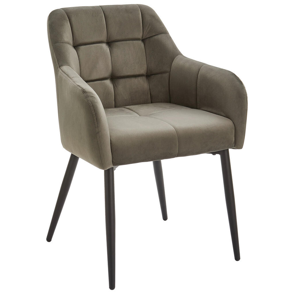 Livetastic STOLIČKA S PODRÚČKAMI, železo, zamat, sivá, čierna