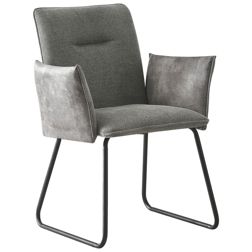 Livetastic STOLIČKA S PODRÚČKAMI, železo, štruktúra, sivá, čierna