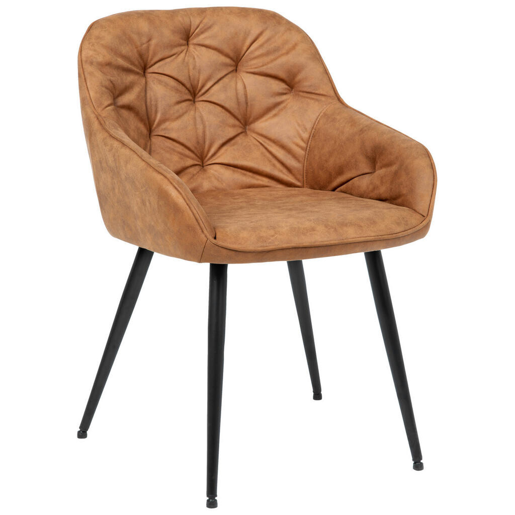 Livetastic STOLIČKA S PODRÚČKAMI, železo, vzhľad kože, hnedá