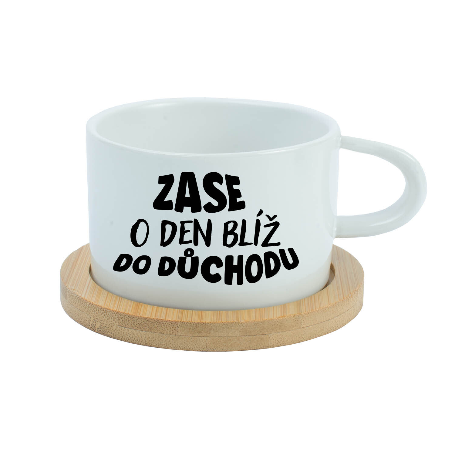 ZASE O DEN BLÍŽ DO DŮCHODU - bílý hrníček makronka 200 ml