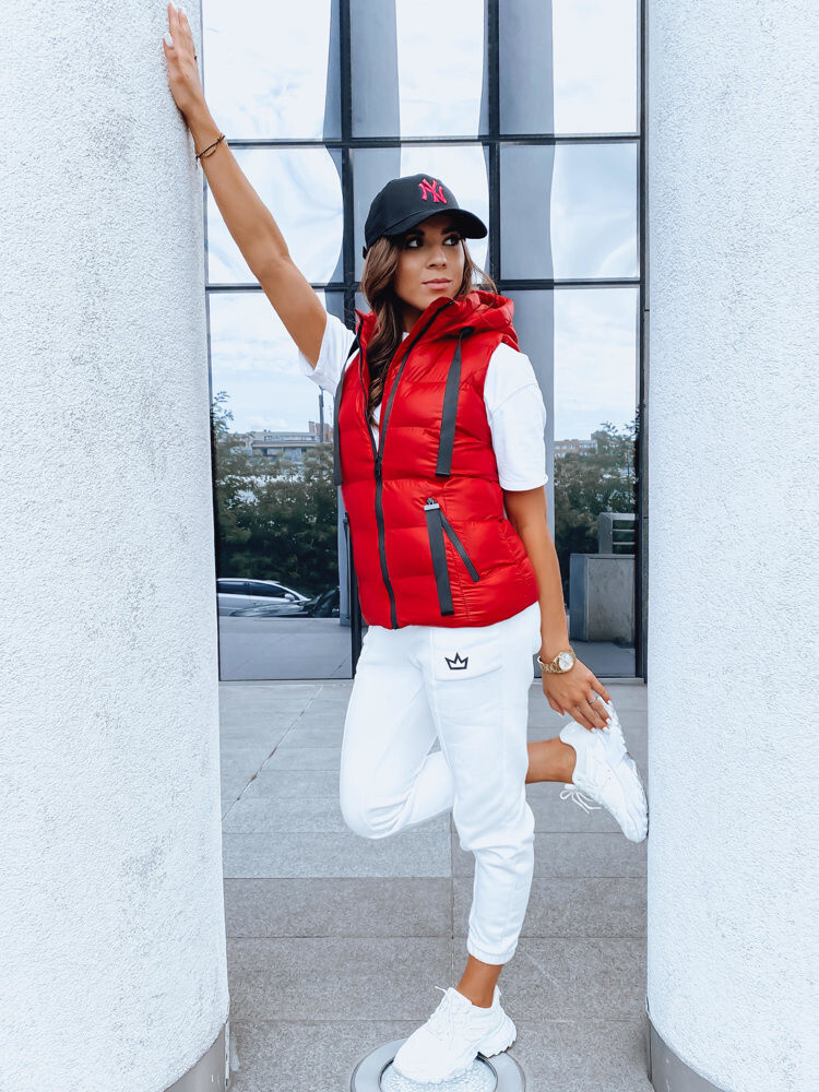 Dámska prešívaná vesta WISE OWL červená FashionStreet TY3783 L