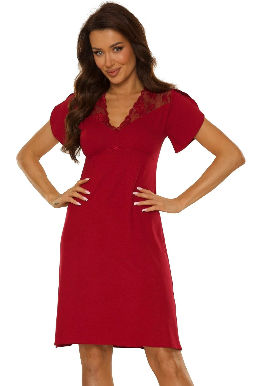 Dámska nočná košeľa 754 Lilian kr/r - De Lafense XXL bordó