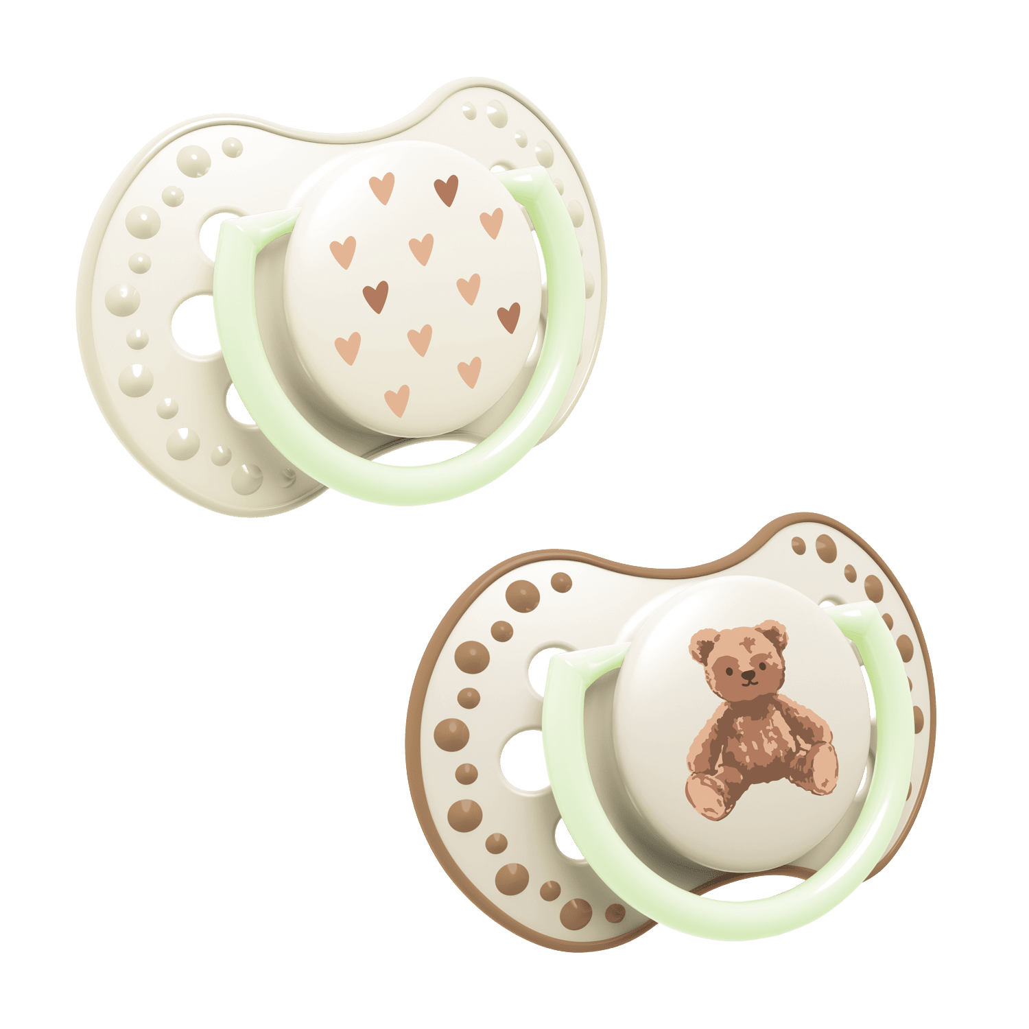 LOVI Cumlík svietiaci silikónový dynamický TEDDY LOVE 18m+ 2 ks