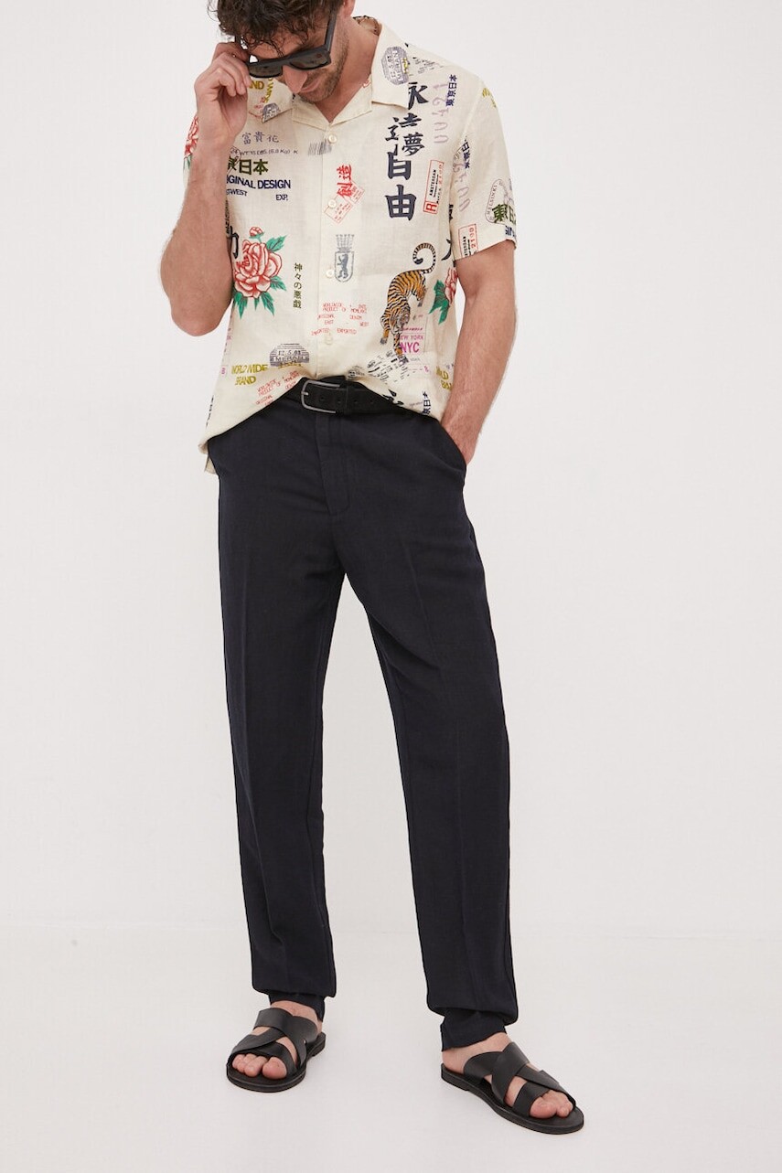 Ľanové nohavice Armani Exchange