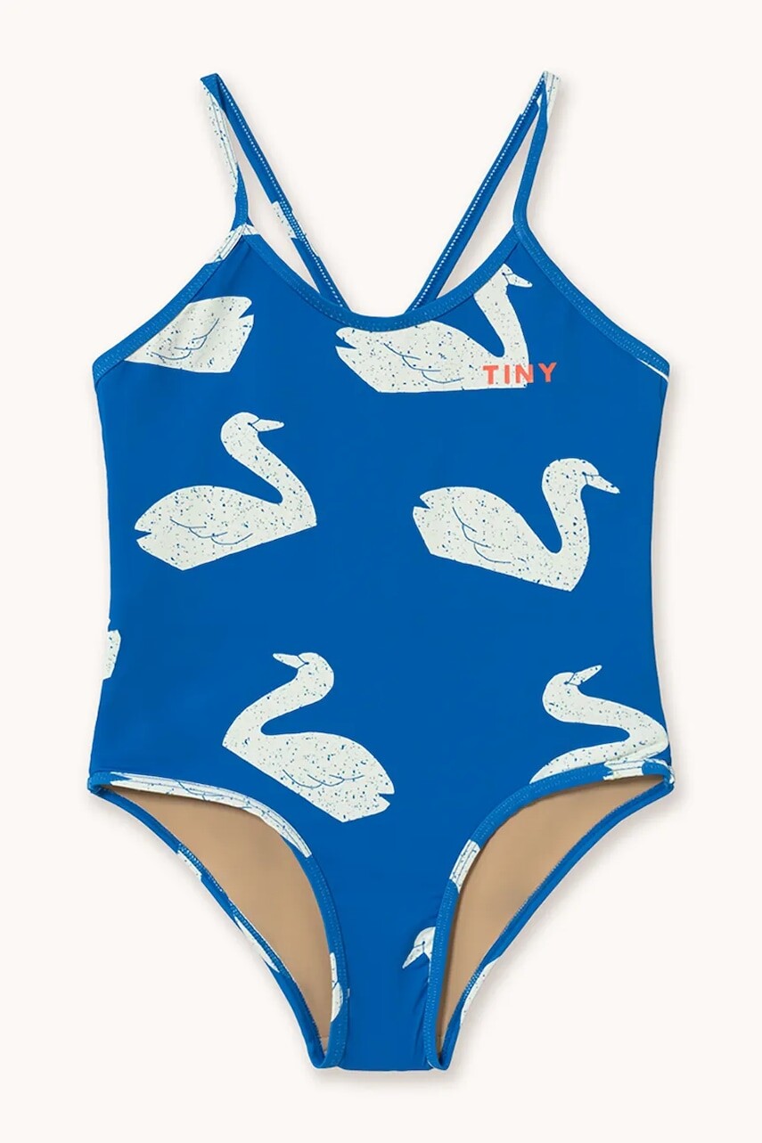 Jednodielne detské plavky Tinycottons BIG SWANS SWIMSUIT