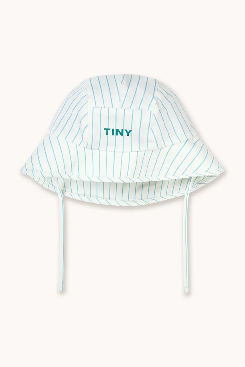 Detský klobúk Tinycottons CYAN FINE STRIPES BUCKET HAT