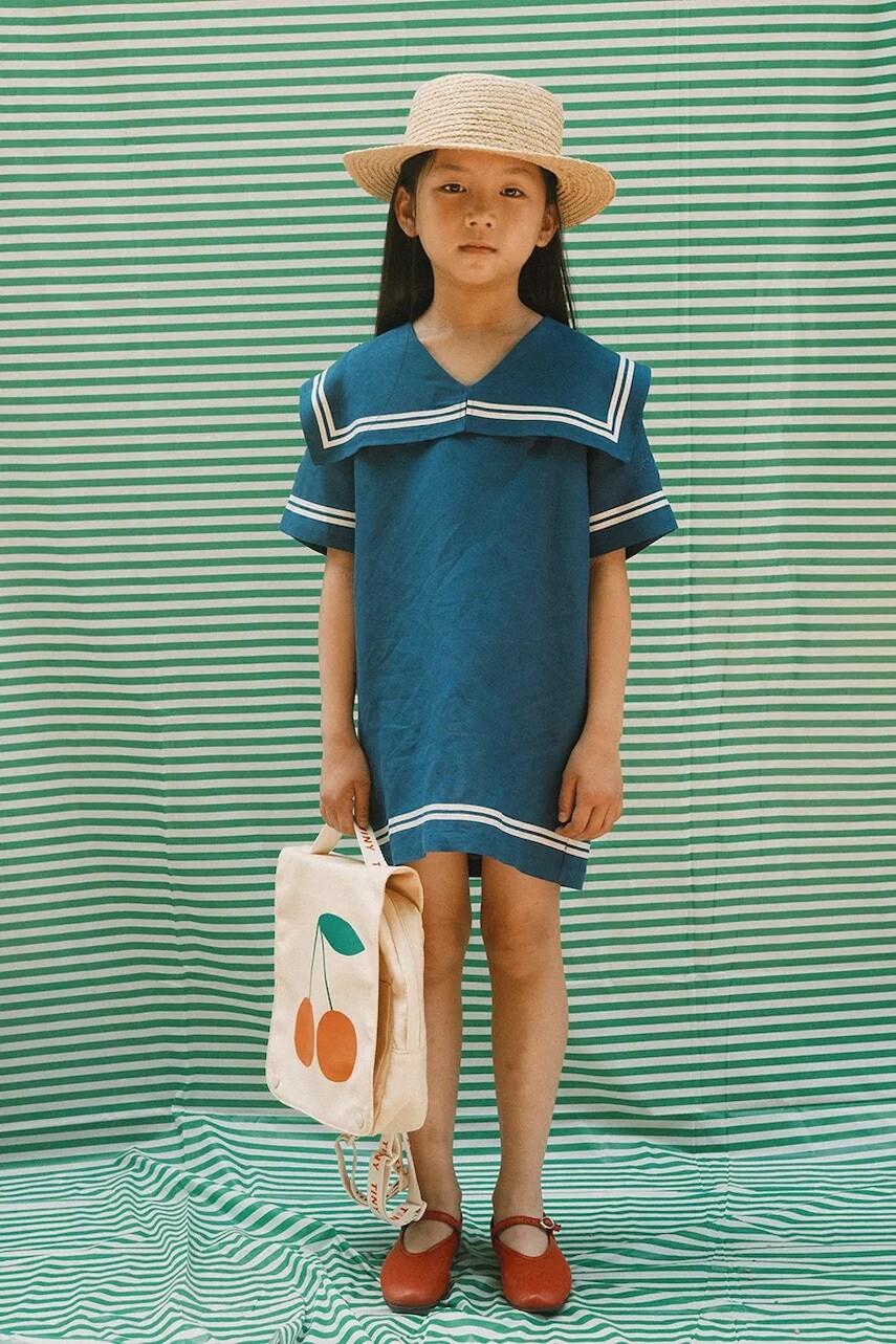 Detské šaty s prímesou ľanu Tinycottons STRIPES TINY DRESS