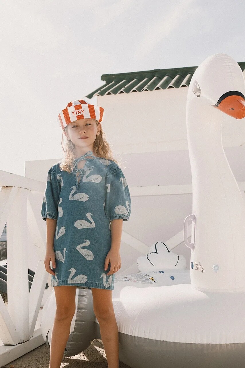 Dievčenské bavlnené šaty Tinycottons BIG SWANS DRESS