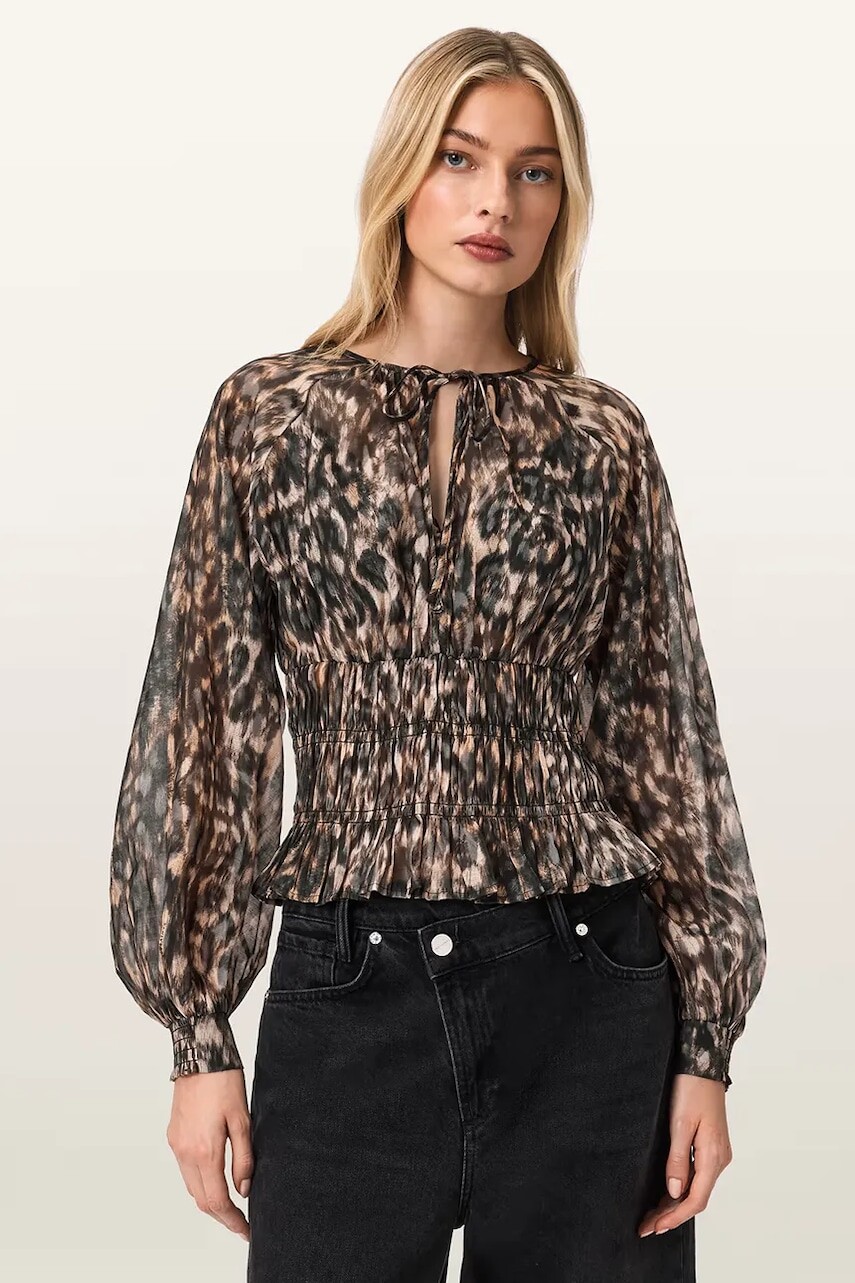 Blúzka s prímesou hodvábu AllSaints CERN