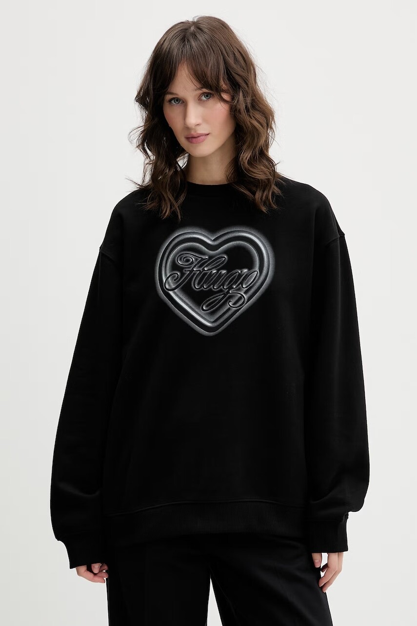 HUGO Blue oversize mikina dámska bavlnená Classic Crew_B_3