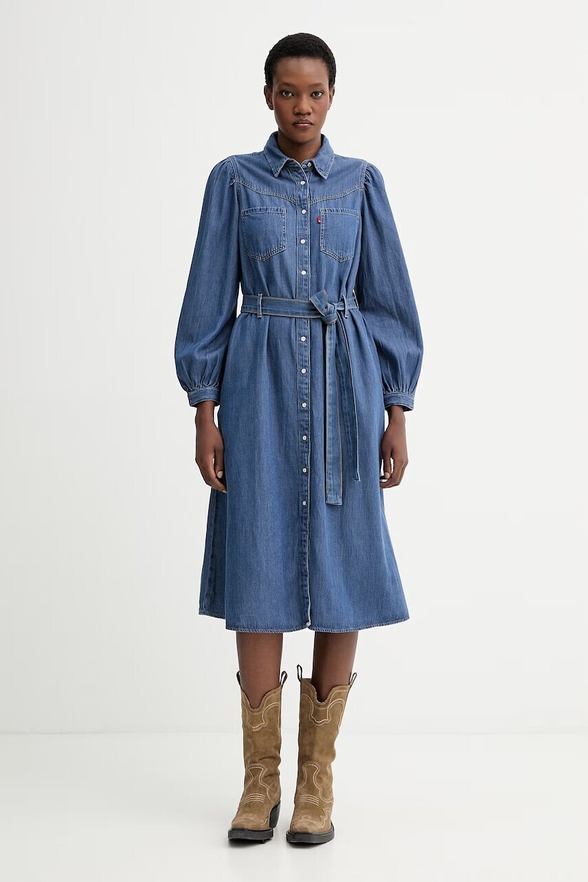 Rifľové šaty Levi's JOURNEY LS MAXI