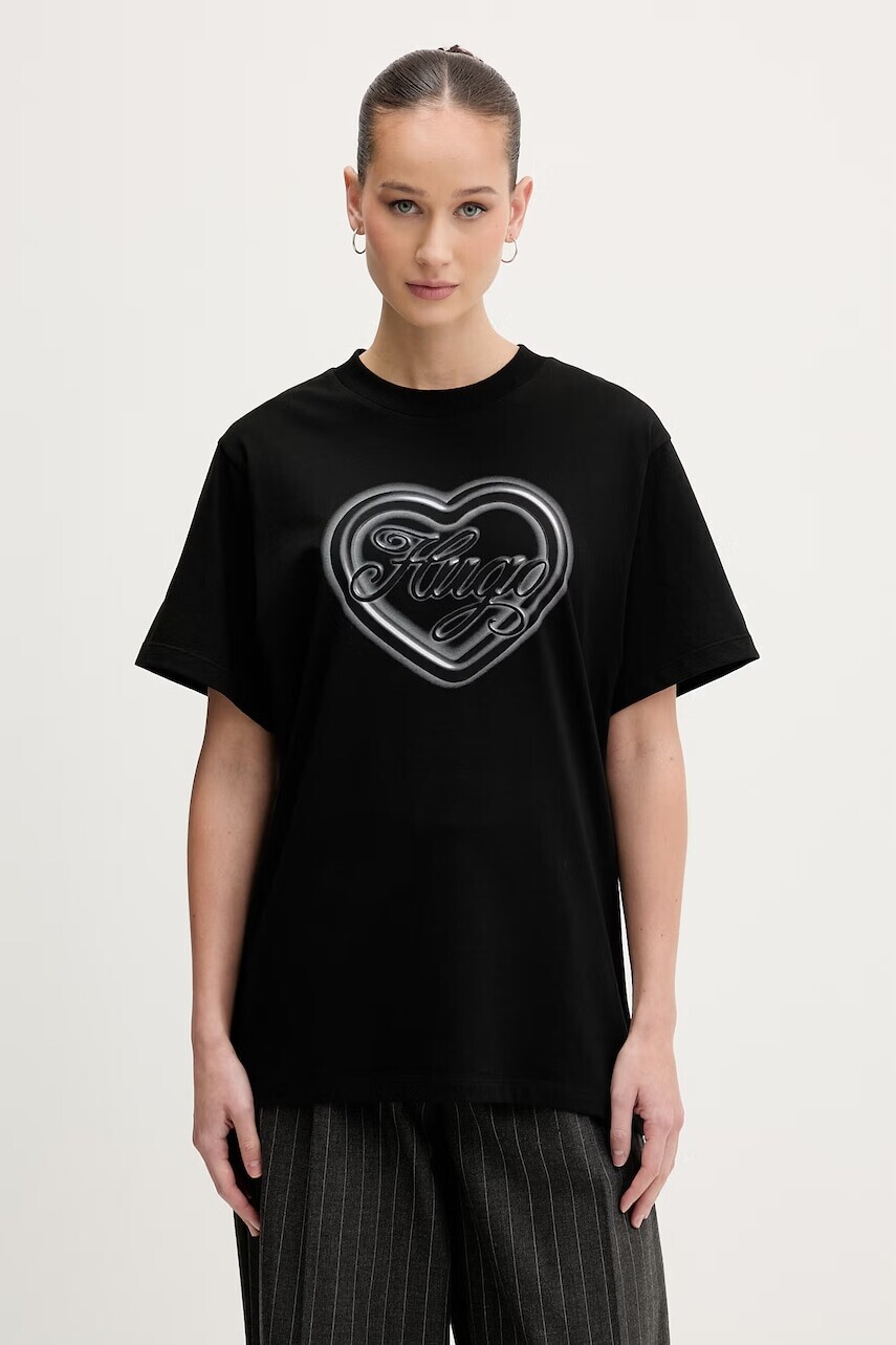 HUGO modré tričko dámske bavlnené Vintage Tee_B_8