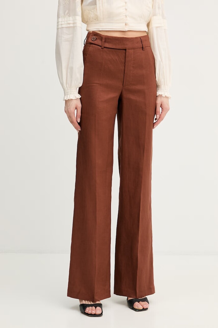 Silvian Heach Nohavice straight dámske ľanové PLIMPI