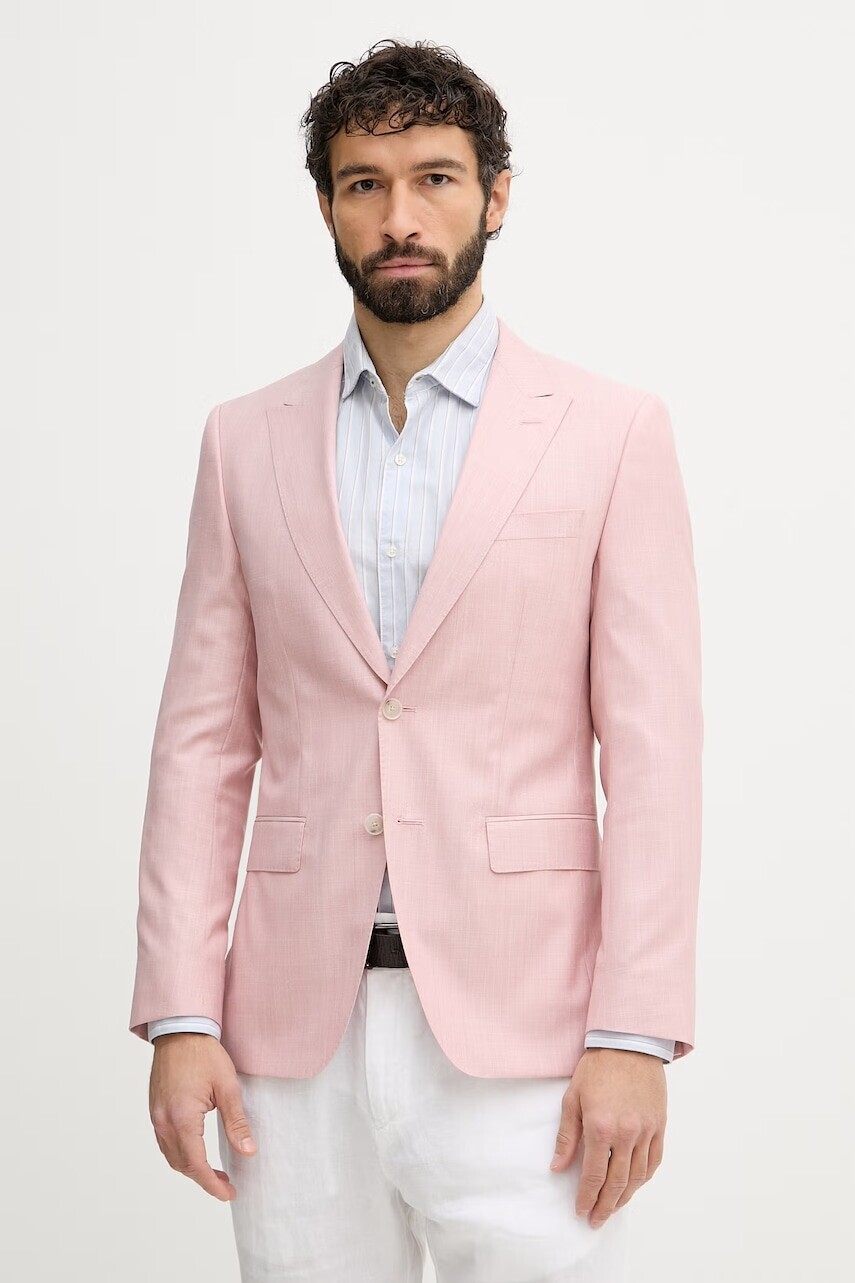 BOSS jednoradové sako pánske vlnené