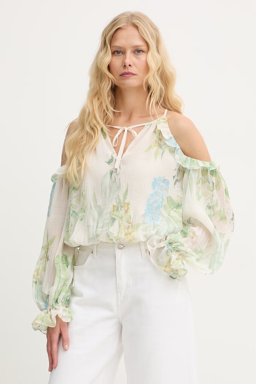 Guess dámska blúzka s volánom z viskózy EMILY