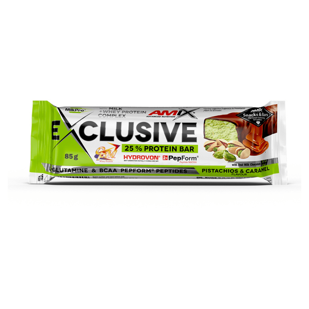 AMIX Exclusive proteín bar pistácie a karamel 85 g