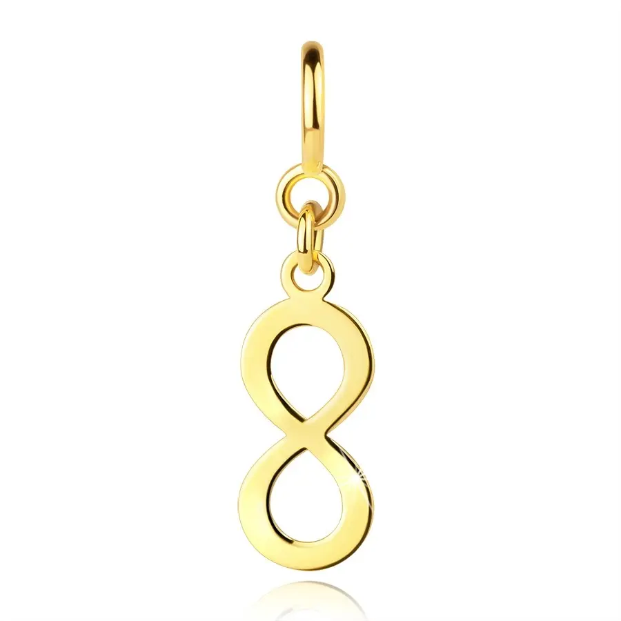 Prívesok na náramok zo zlata 585 - lesklý symbol nekonečna, pérový krúžok