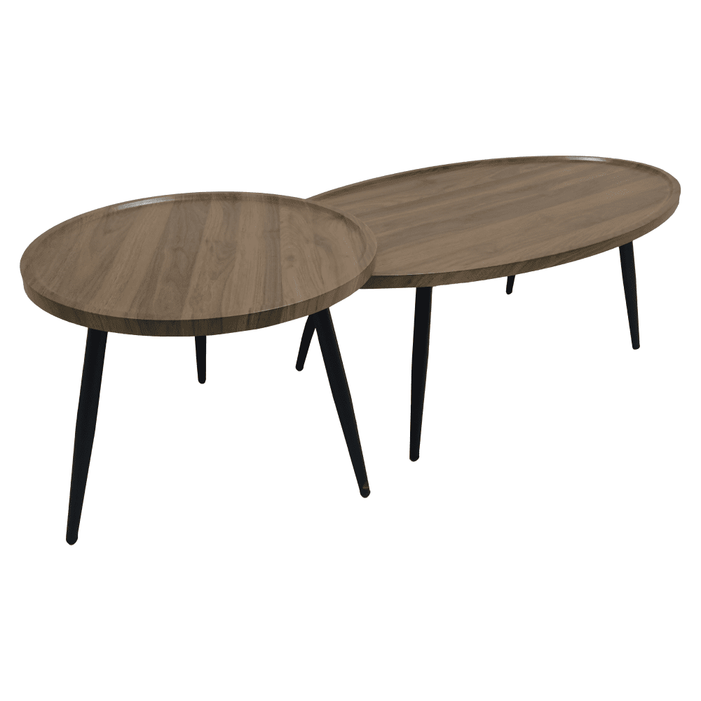 Konferenčné stolíky, set 2 ks, dub/čierna, SILVIO