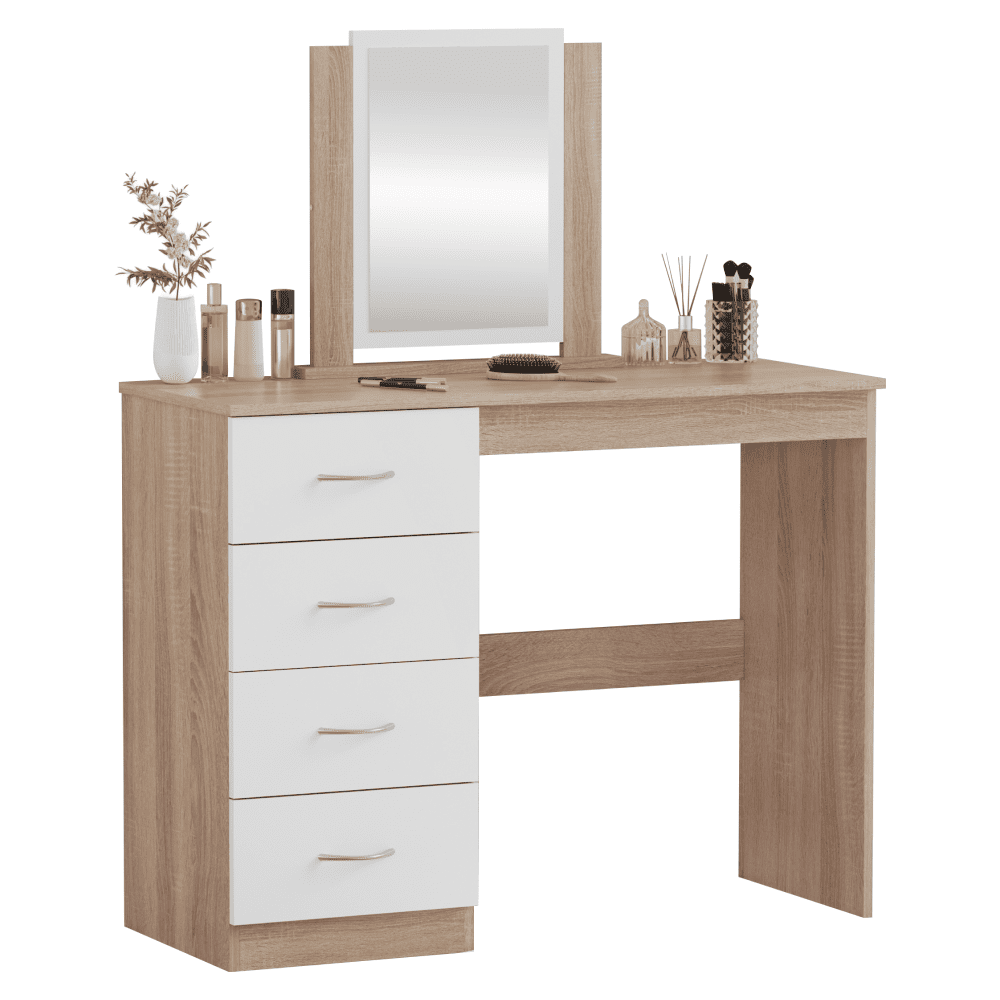 Toaletný stolík, dub sonoma/biela, KLEVIS