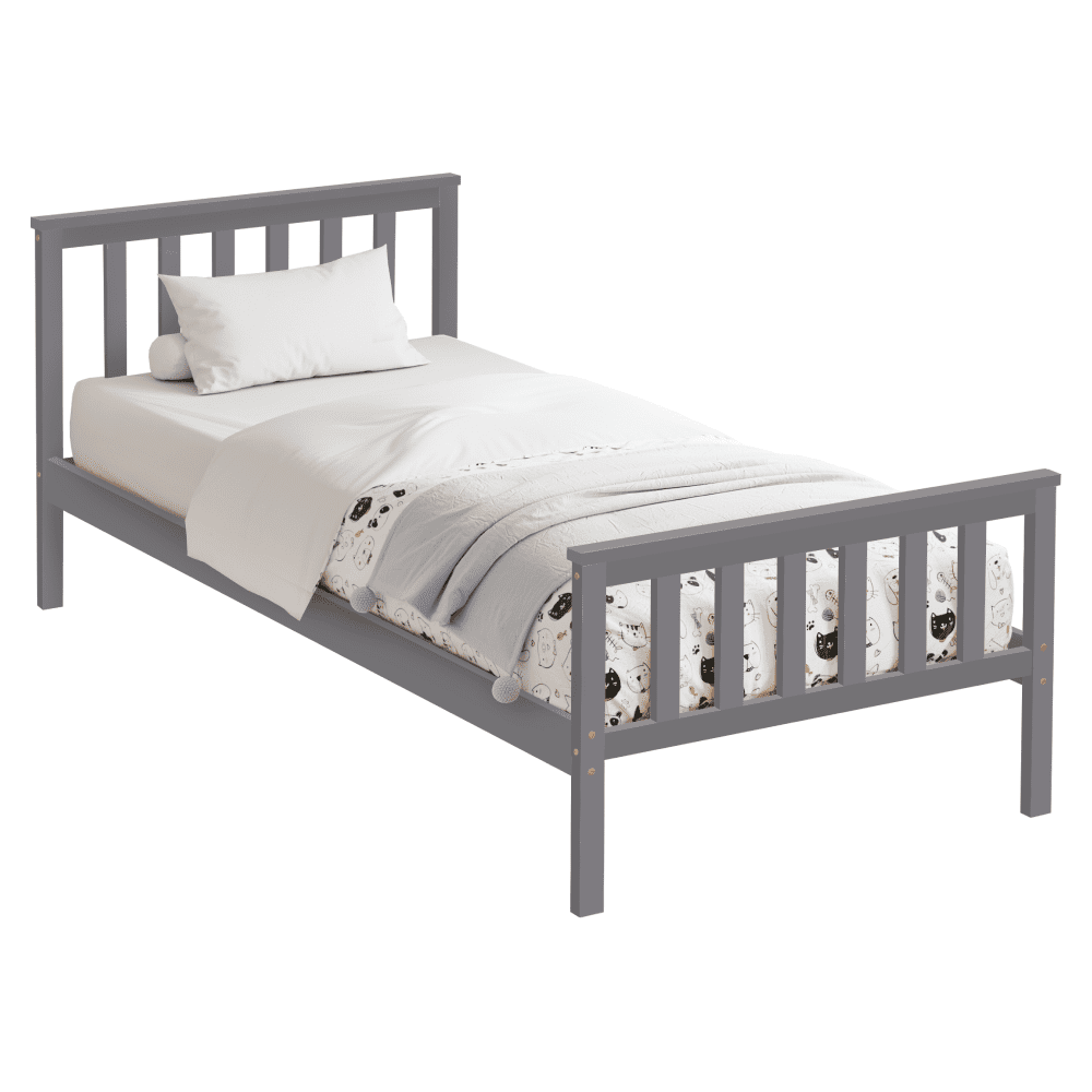 Posteľ s roštom, sivá, 90x200, ANATRA