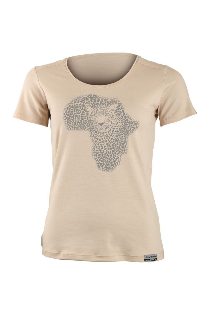 Lasting dámske merino tričko s tlačou KALE béžová Veľkosť: L 8596445011586