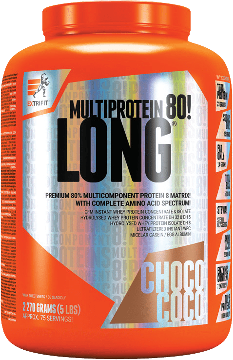 EXTRIFIT Long 80 Multiprotein Čokoláda, Kokos 2270 g