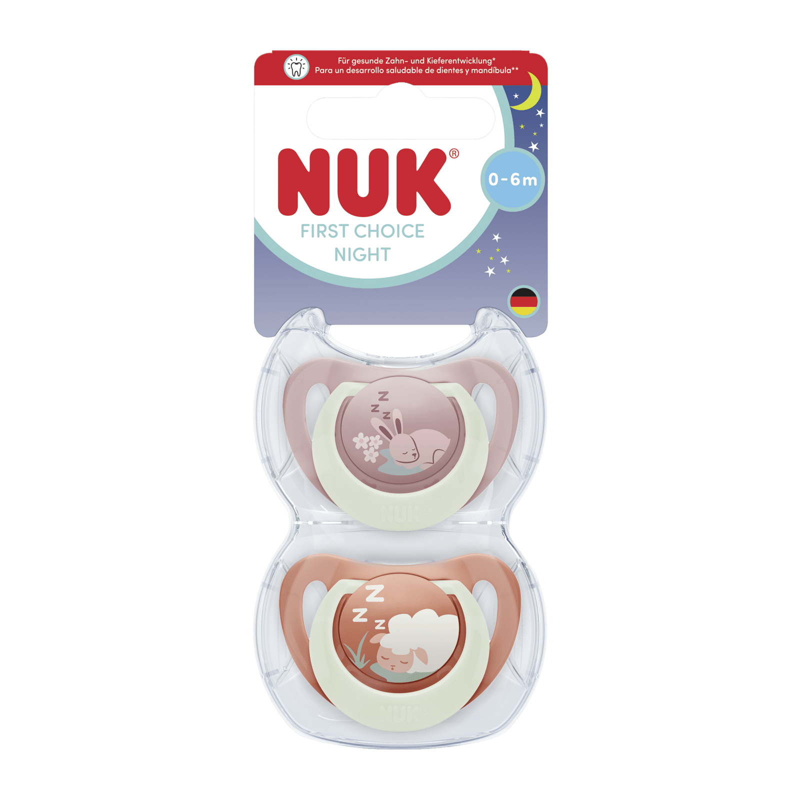 NUK Cumlík First Choice Night BUNNY/SHEEP 0-6m 2 ks