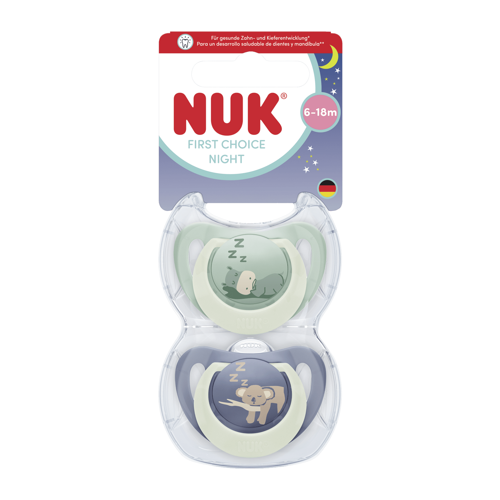 NUK Cumlík First Choice Night Hippo/Koala 6-18m 2 ks