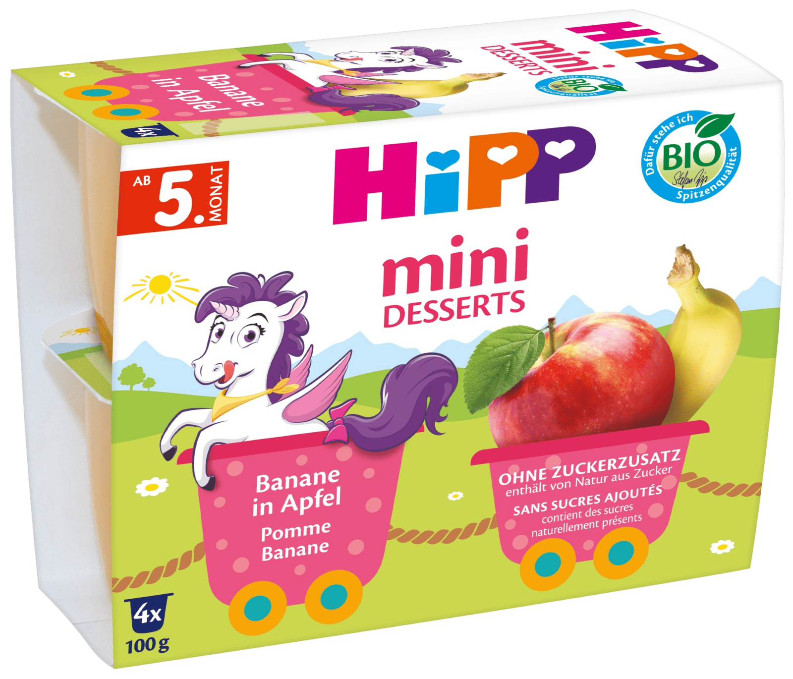 HIPP BIO Jablká s banánmi 4 x 100 g