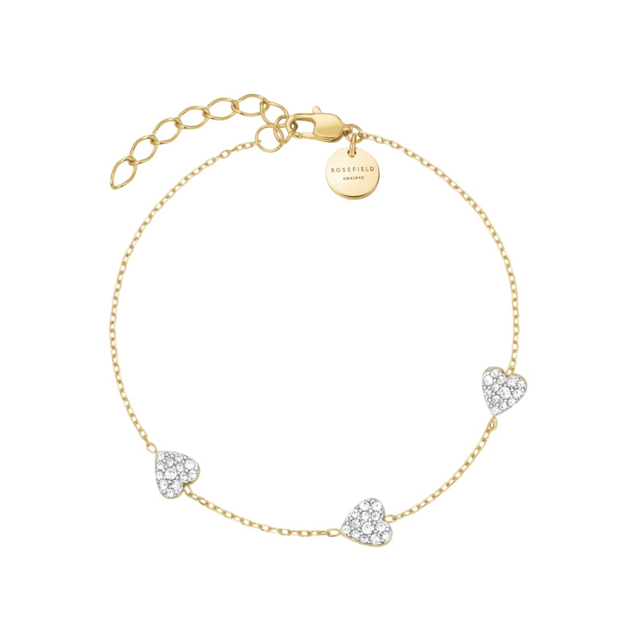 Rosefield Dámsky pozlátený náramok so srdiečkami JB3HG-J1278