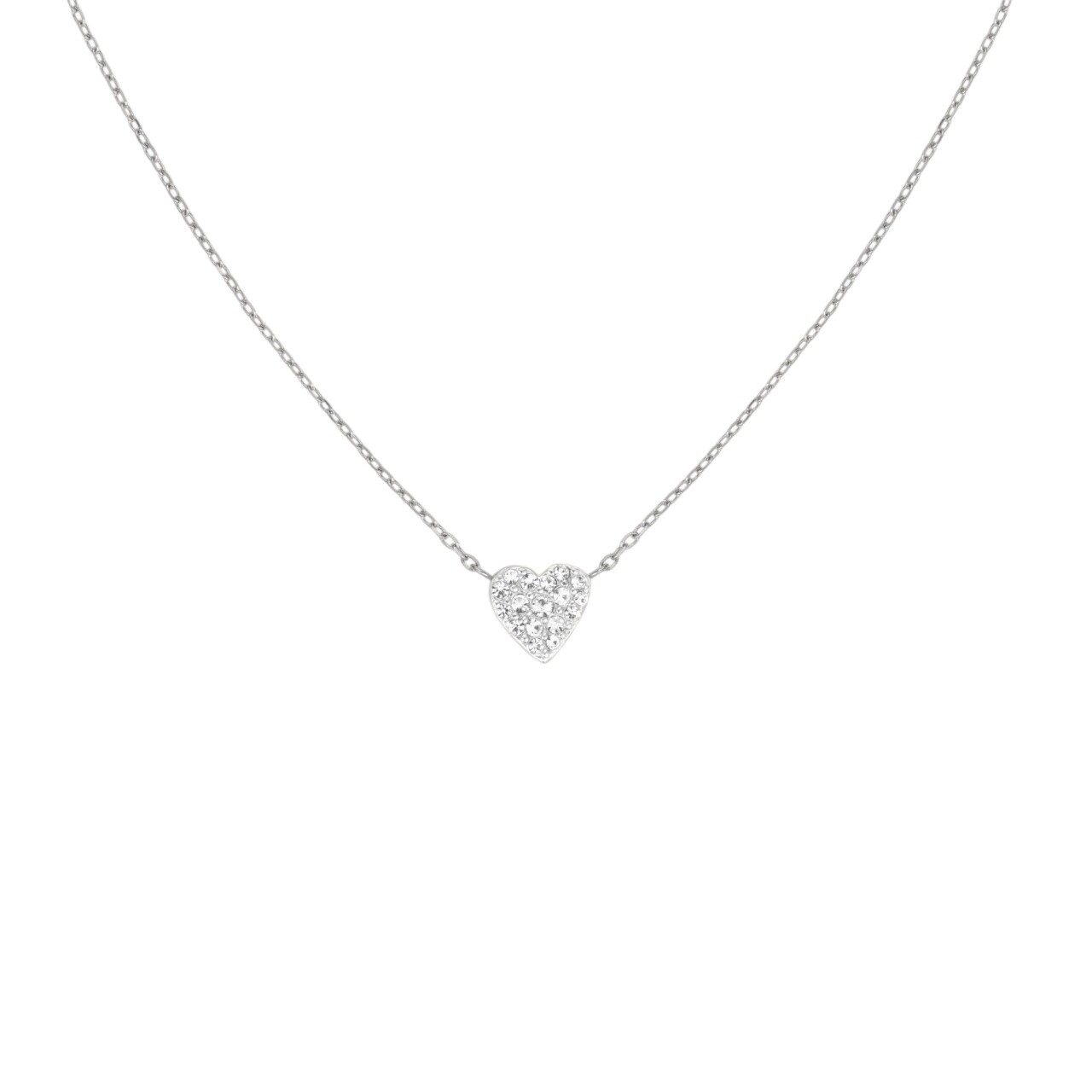 Rosefield Oceľový náhrdelník Srdiečko so zirkónmi Pavé JNPHS-J1320