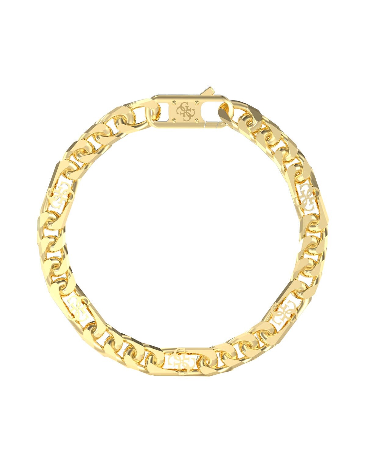 Guess Výrazný pozlátený náramok 4G Frontiers JUMB06034JWYG 19 cm