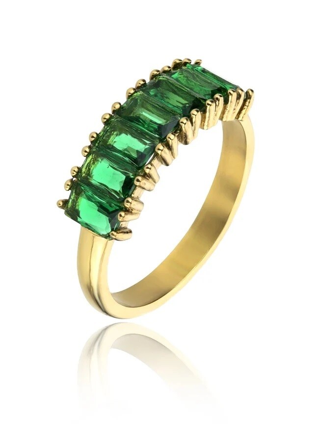 Marc Malone Pozlátený prsteň so zirkónmi Leila Green Ring MCR23062G 54 mm
