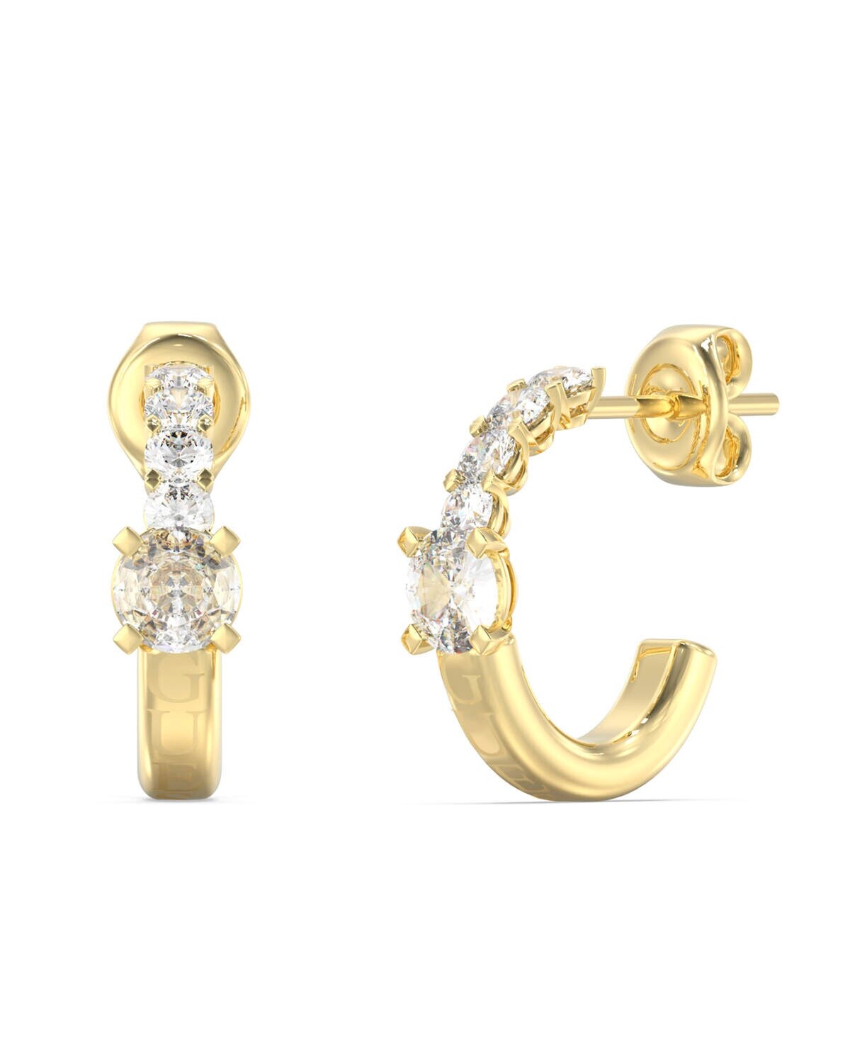 Guess Pozlátené kruhové náušnice Piercing Studio JUBE06272JWYGT/U