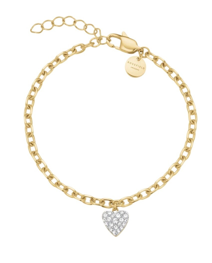 Rosefield Dámsky pozlátený náramok s kryštálmi Chunky Heart JBCHG-J1279