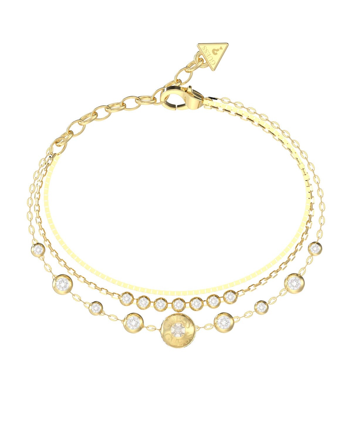 Guess Trojitý pozlátený náramok Sparks JUBB06279JWYG 18,4 cm