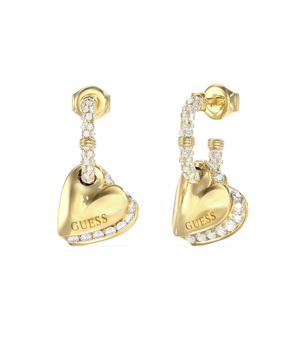 Guess Pozlátené srdečné náušnice By Your Side JUBE06076JWYGT/U