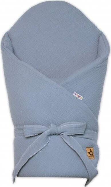 Baby Nellys Mušelínová zavinovačka s výztuží na zavazování 75 × 75 cm, denim
